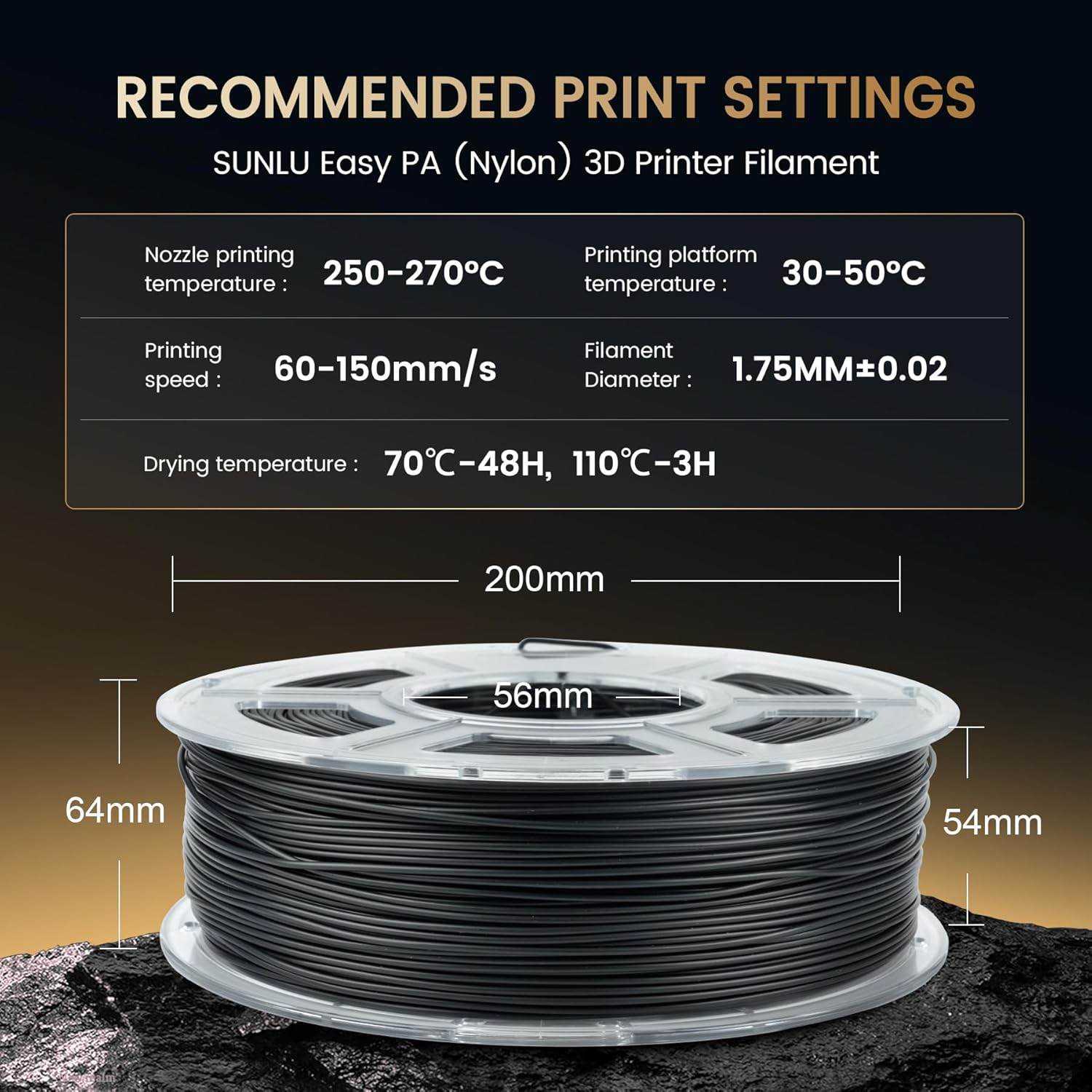 SUNLU 2KG Easy-to-Print Nylon  - 3D Printing Nylon recension och pris